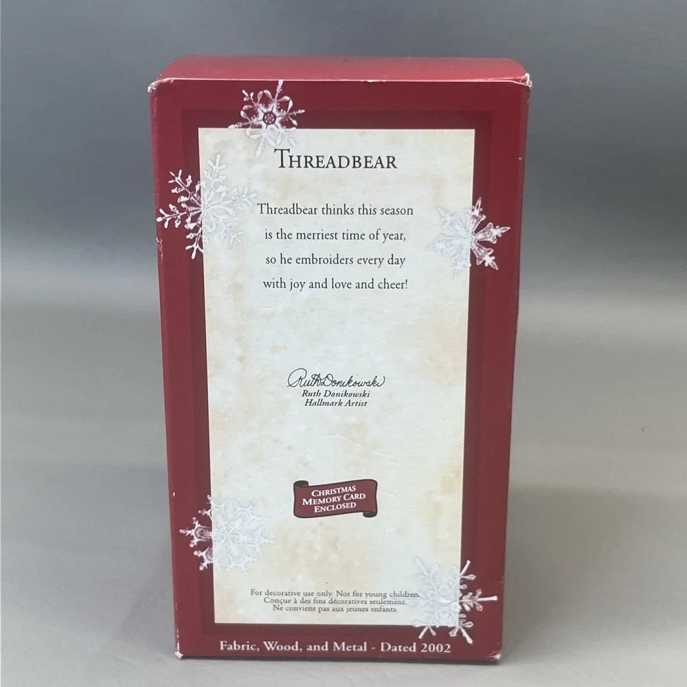 Hallmark Threadbear Keepsake Ornament Christmas 2002 Fabric Wood Metal Vintage